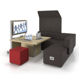 Downtown Seating With Mobile Media Wall Downtown Seating With Mobile Media Wall