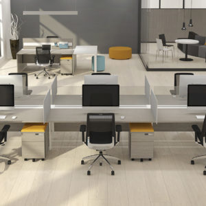 Open Concept Work Space with Mobile Pedestals Open Concept Work Space with Mobile Pedestals